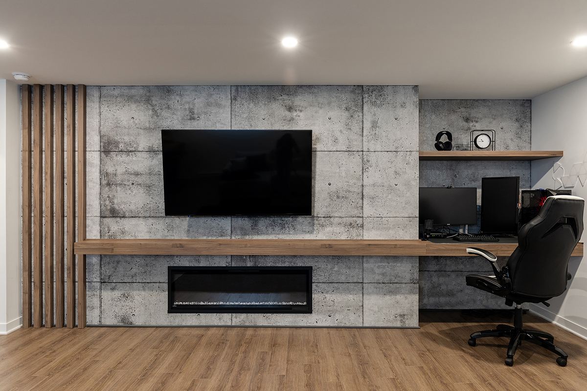 Projet Barott - Salon - Ébénisterie Armoires Créabec inc.